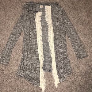 black and white tassel cardigan